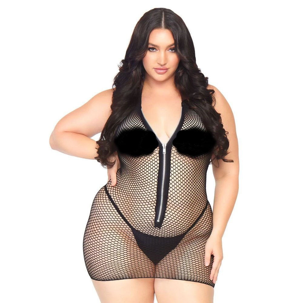 Leg Avenue Fishnet Zip Up Dress Plus Size UK 18 to 22